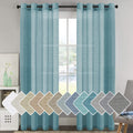 Natural Linen Curtain Panels Semi-Sheers Nickel Grommet Set of 2 Turquoise 52"W x 96"L I730