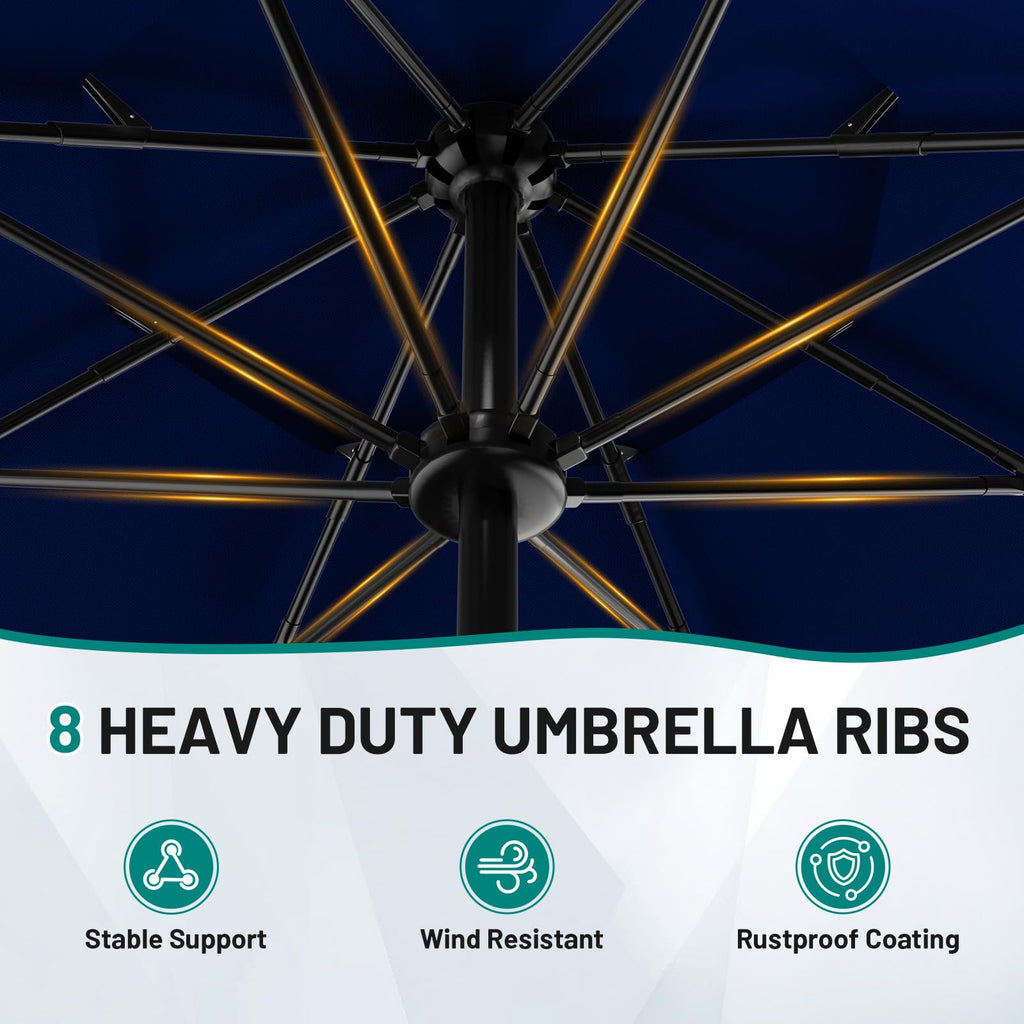 9ft 3-Tier UV Protection Windproof Patio Umbrella A766213