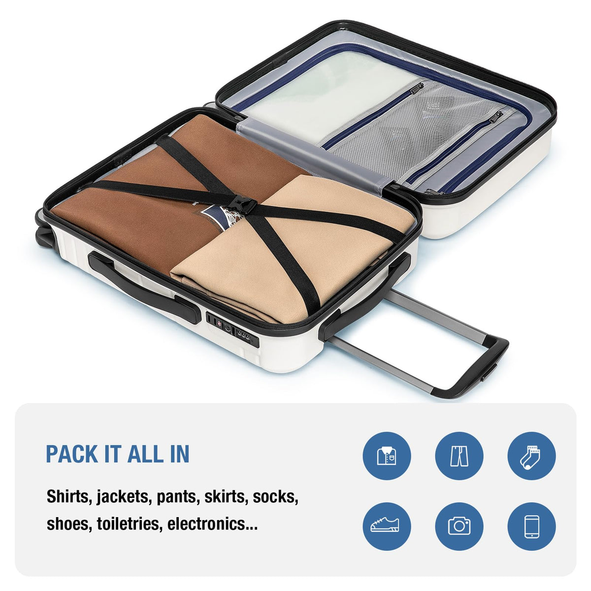 White 20 Inch Hardshell Carry On Luggage J500135