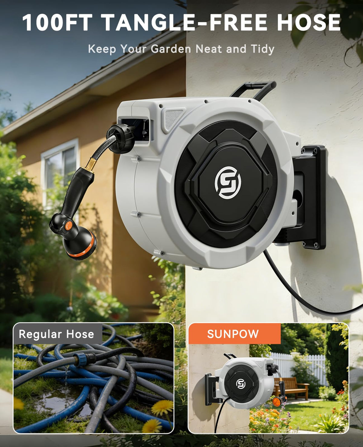 5/8in x 100ft Retractable Garden Hose Reel O68572