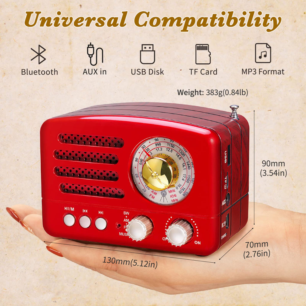 Retro Vintage AM FM Radio with Bluetooth Speaker Y506257