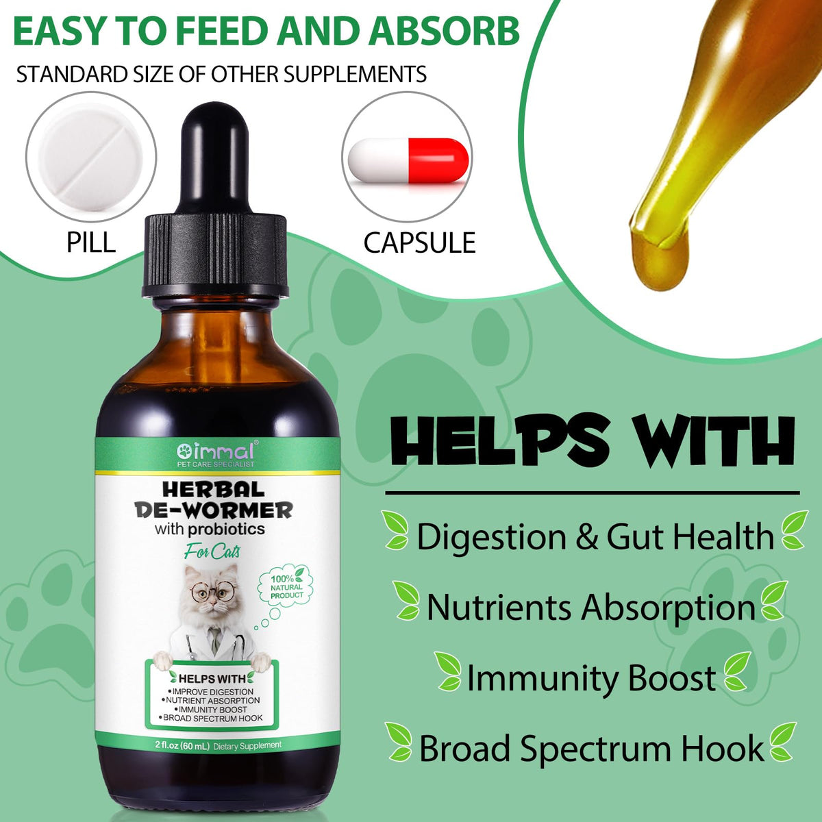 Herbal Cat Supplement Drops with Probiotic 60ml C299