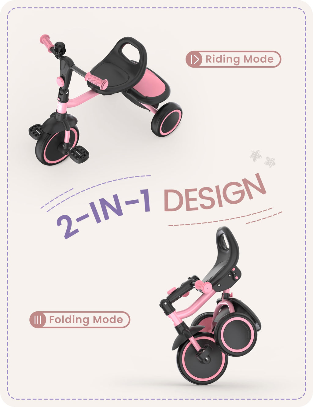 Pink Toddler Tricycle with Bell U142