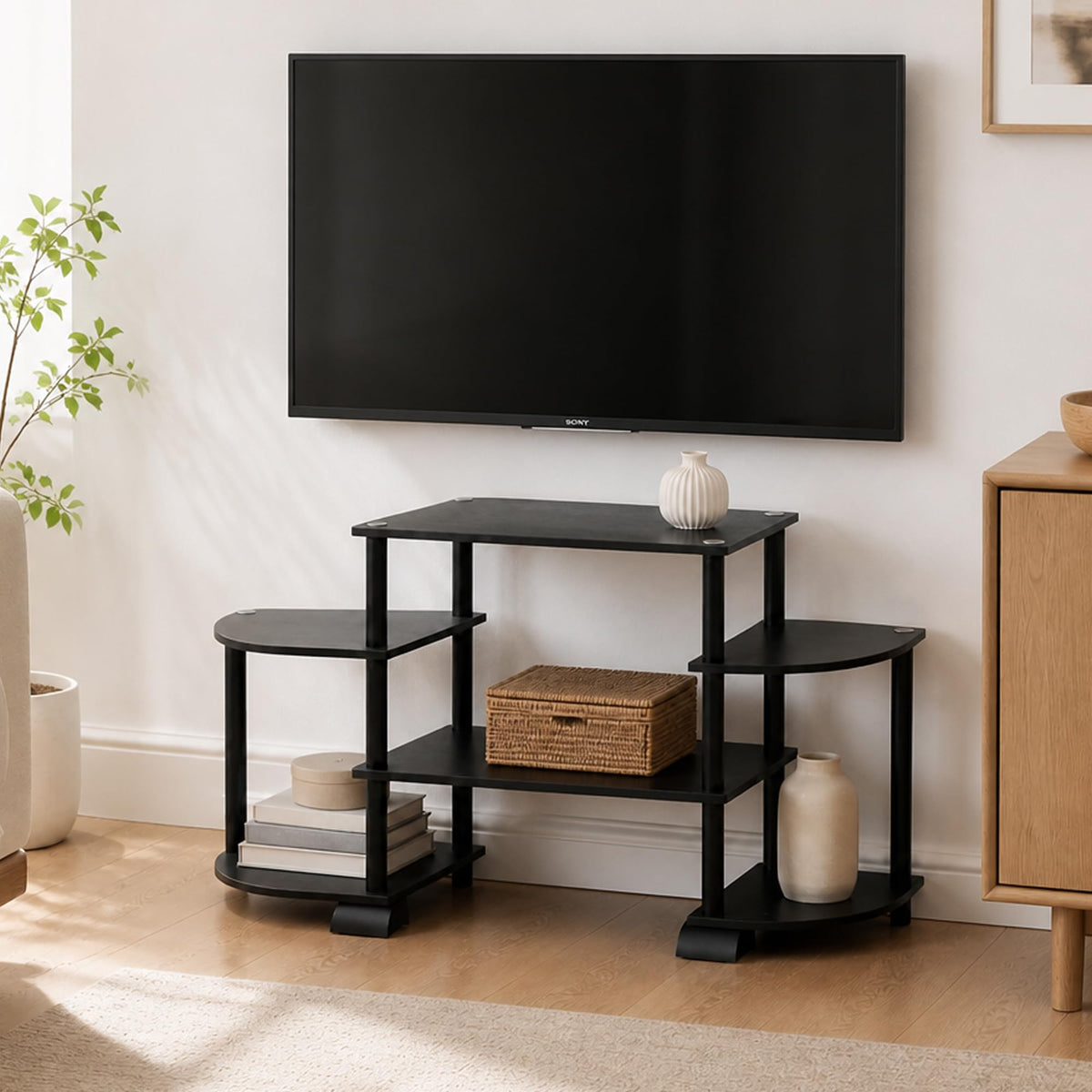 Espresso TV Stand with Open Shelf up to 50 Inch Y411