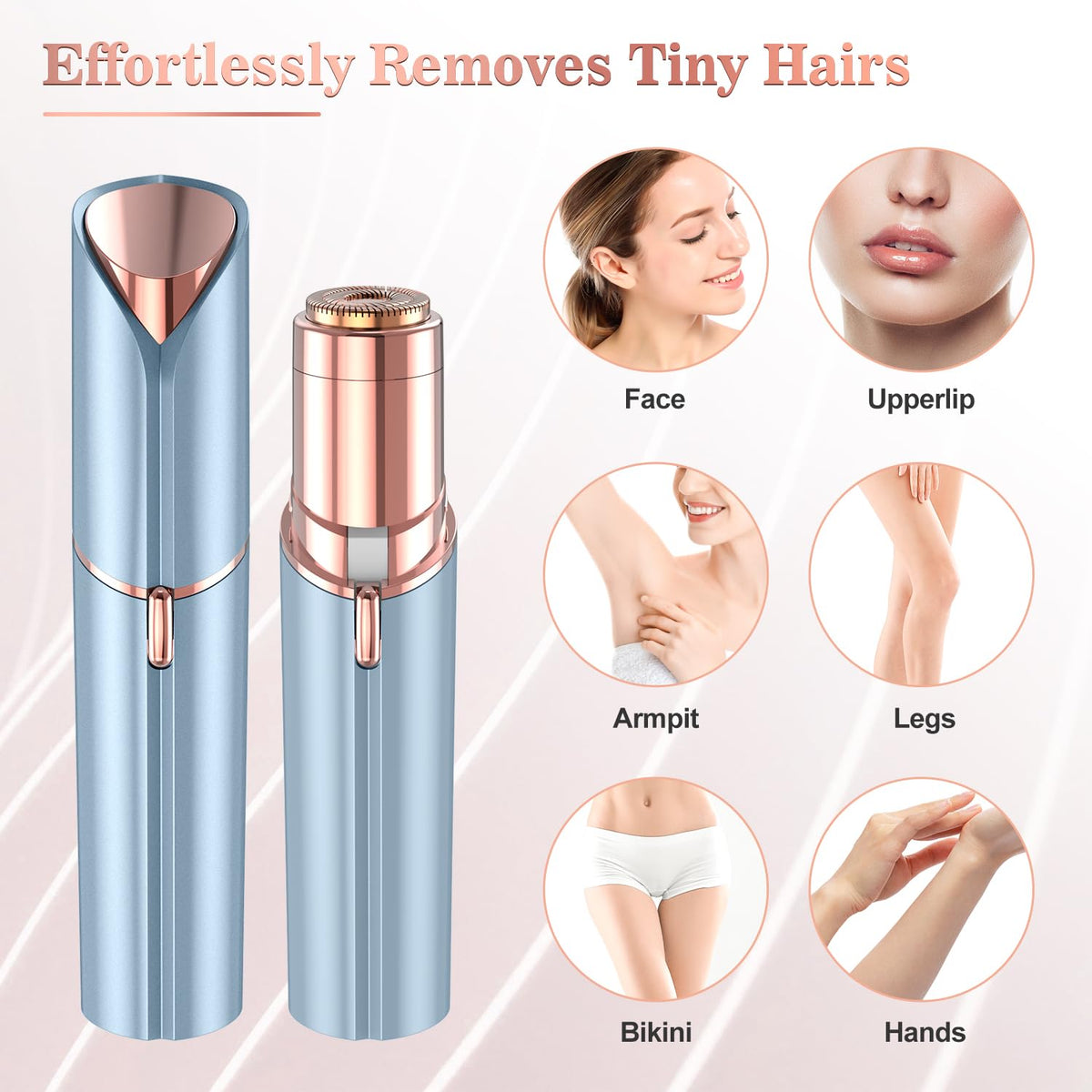 USB Rechargeable Facial Hair Remover with 2 Extra Heads E666759