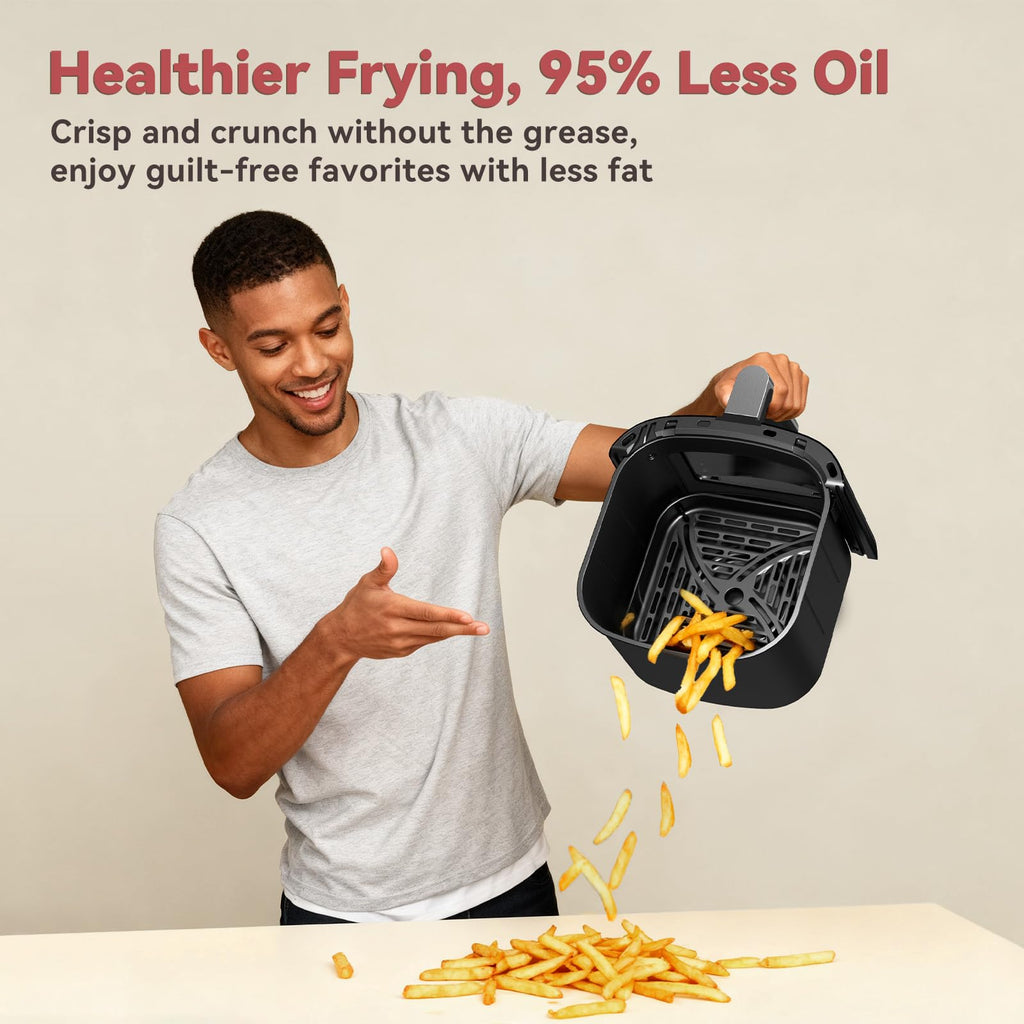 6 Qt Air Fryer with Viewing Window, 12 Presets, Nonstick Dishwasher-Safe Basket, Black I102167