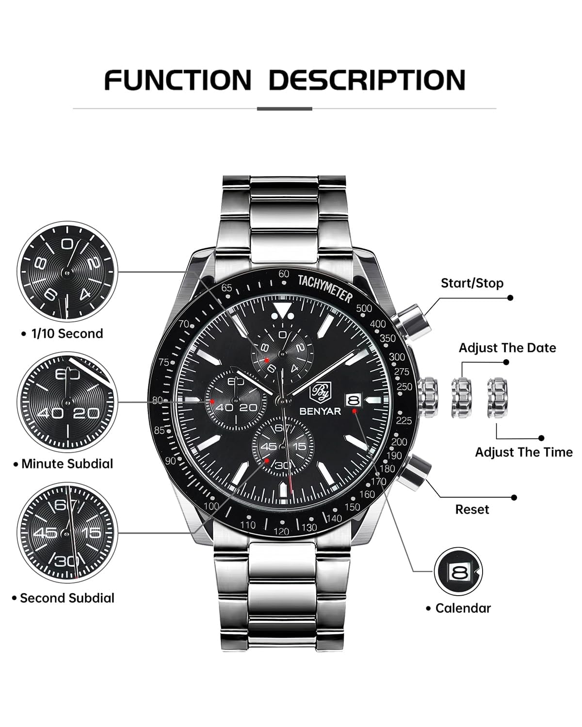 Analog Quartz Chronograph Waterproof Luminous Silicone Strap Watch O507