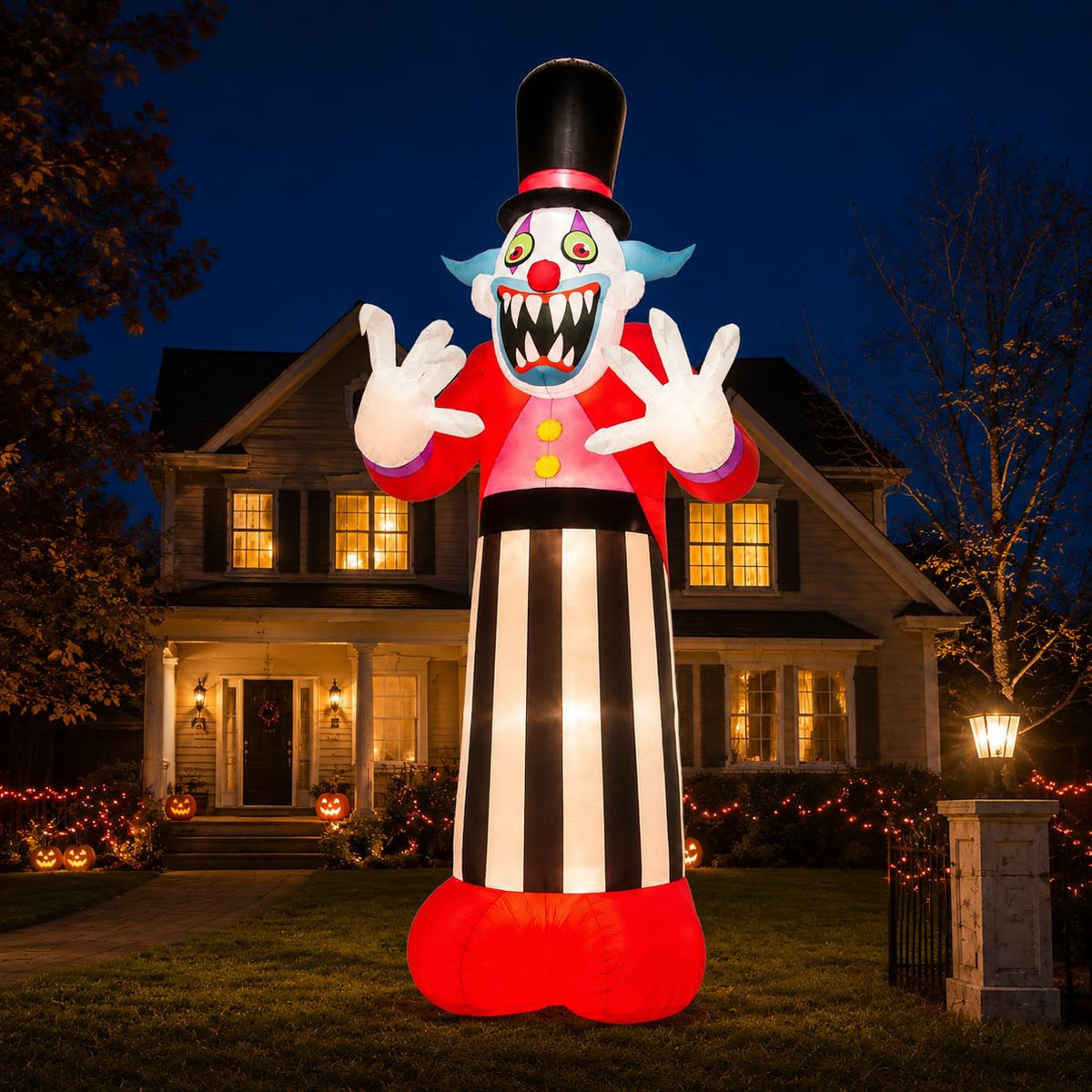11FT Giant Halloween Inflatables Clown Ghost with LED Lights O21289