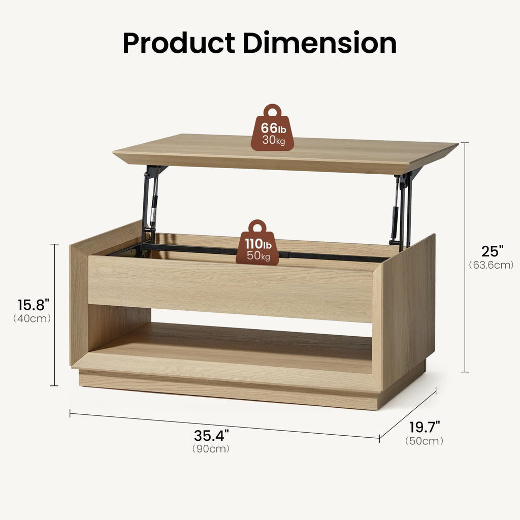 35" Lift Top Wood Coffee Table with Storage Z39311