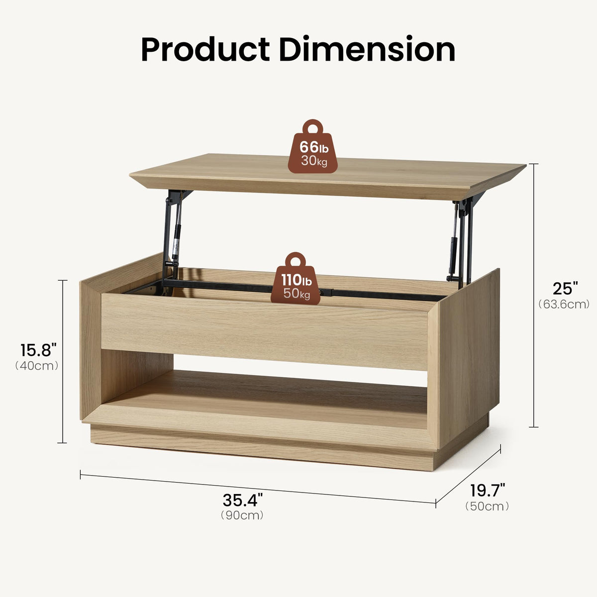35" Lift Top Wood Coffee Table with Storage Z39311