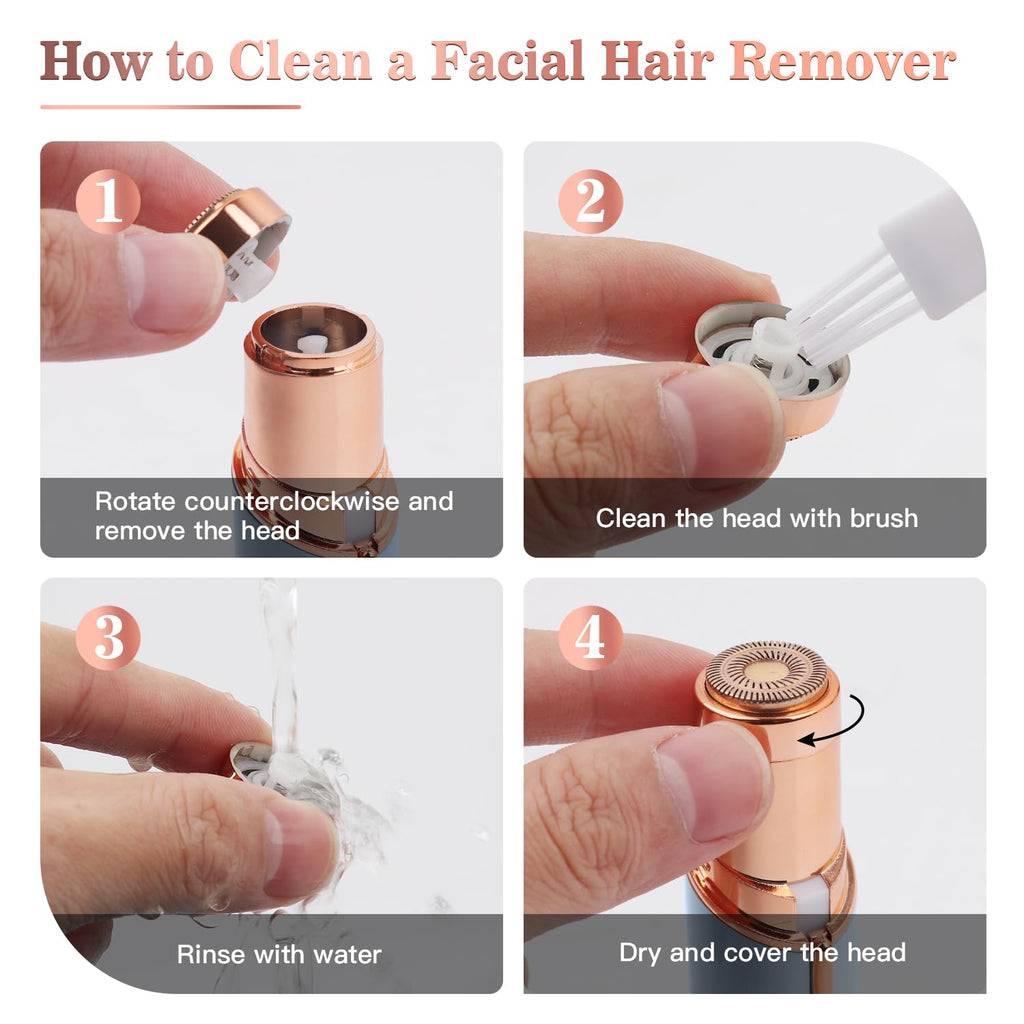 USB Rechargeable Facial Hair Remover with 2 Extra Heads E666759