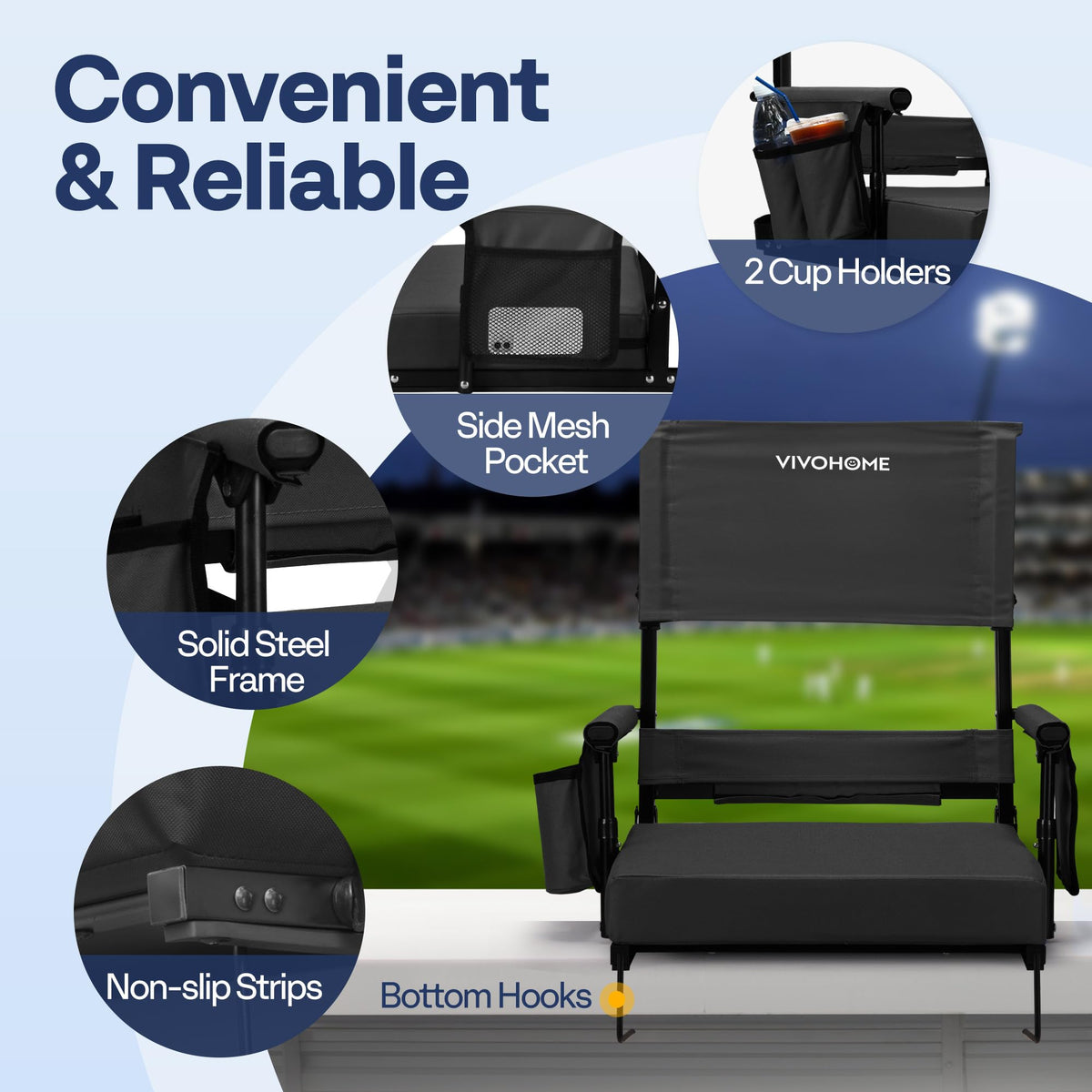 Adjustable High Back Stadium Seats with Cushion T3761