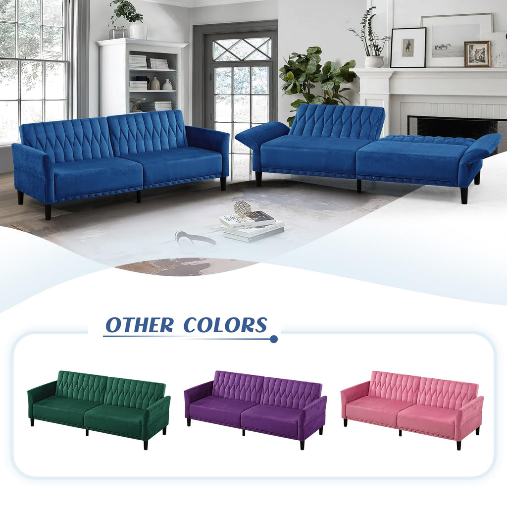 Blue Velvet Sofa Bed X15718