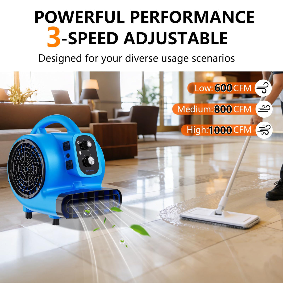1/4 HP 1000 CFM Portable Air Mover Blower Fan G806148