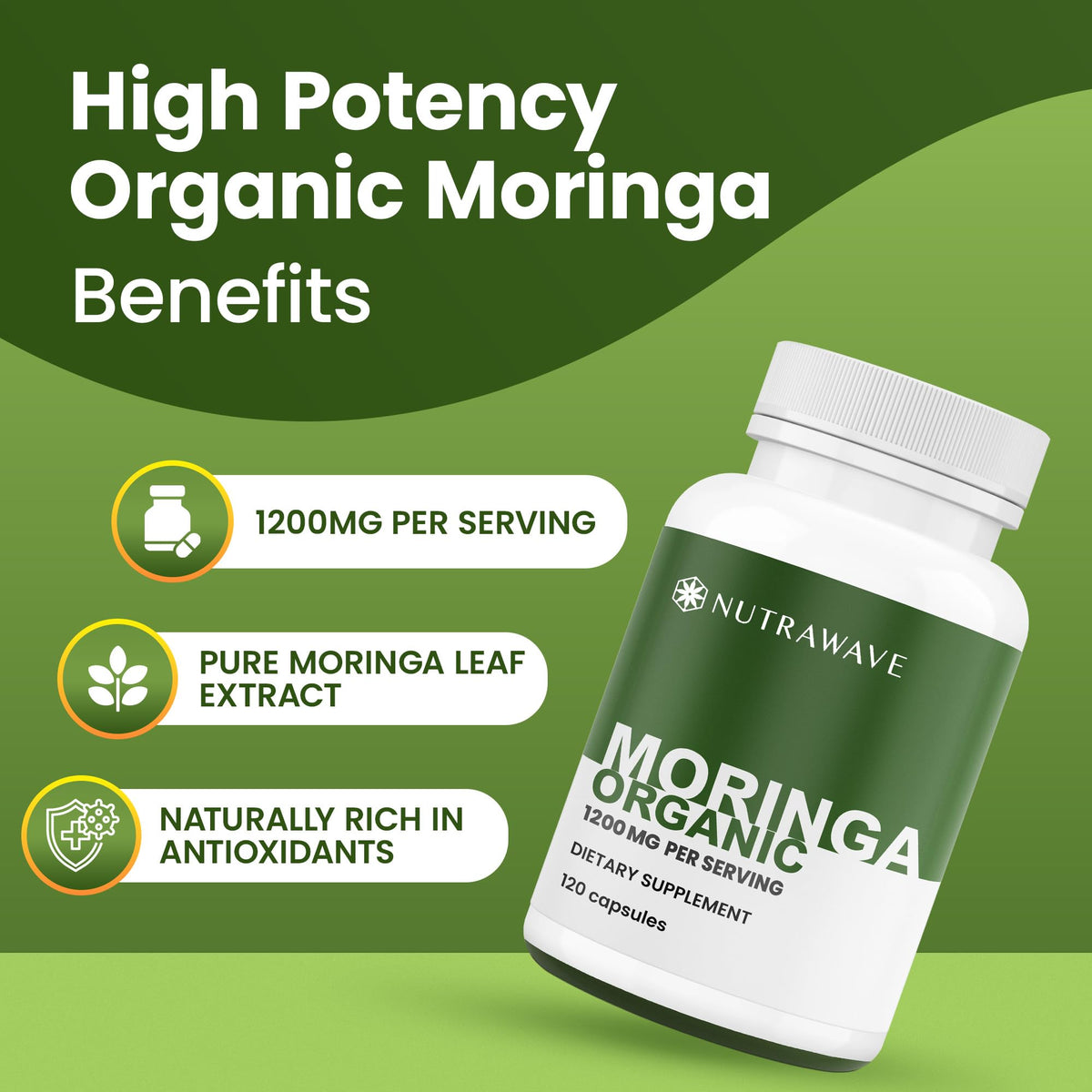 Organic Moringa Capsules 1200mg 120 Capsules Q1028