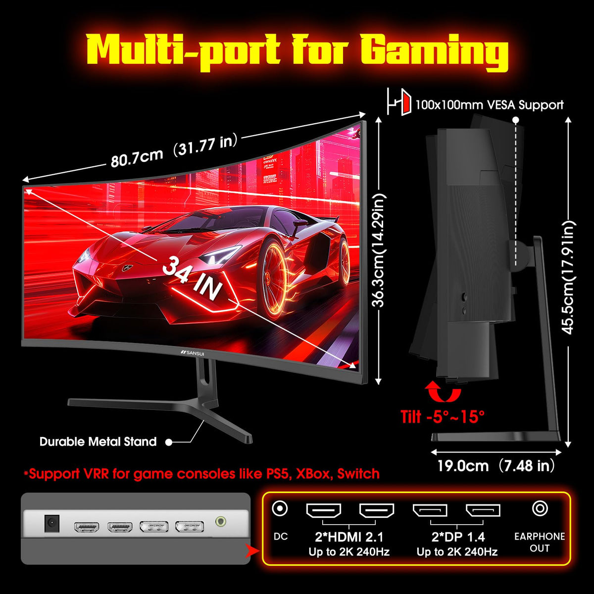 34 Inch Curved 240Hz UWQHD Gaming Monitor M42620