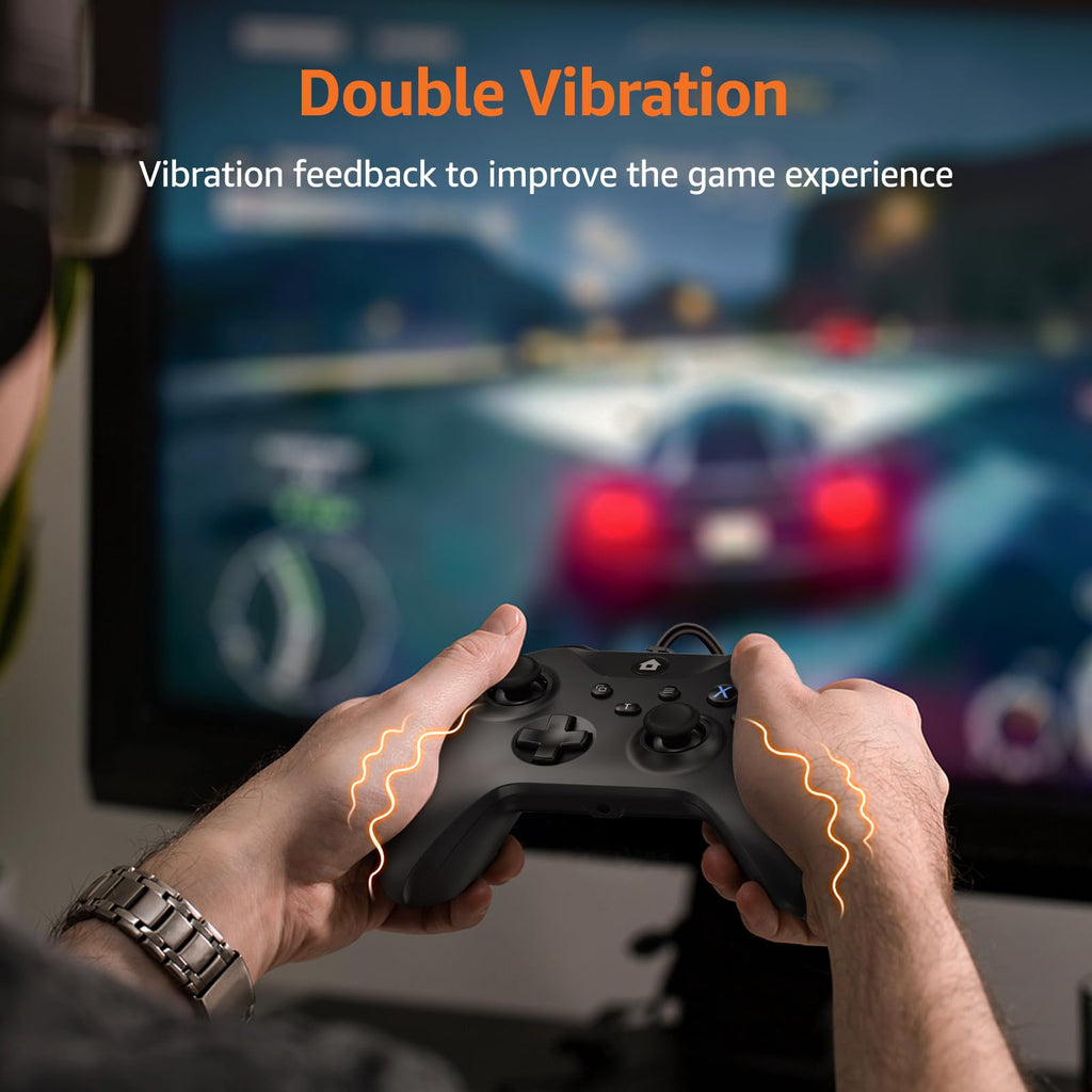 Wired Controller with 3.5mm Audio Jack Dual Vibration Black S7806