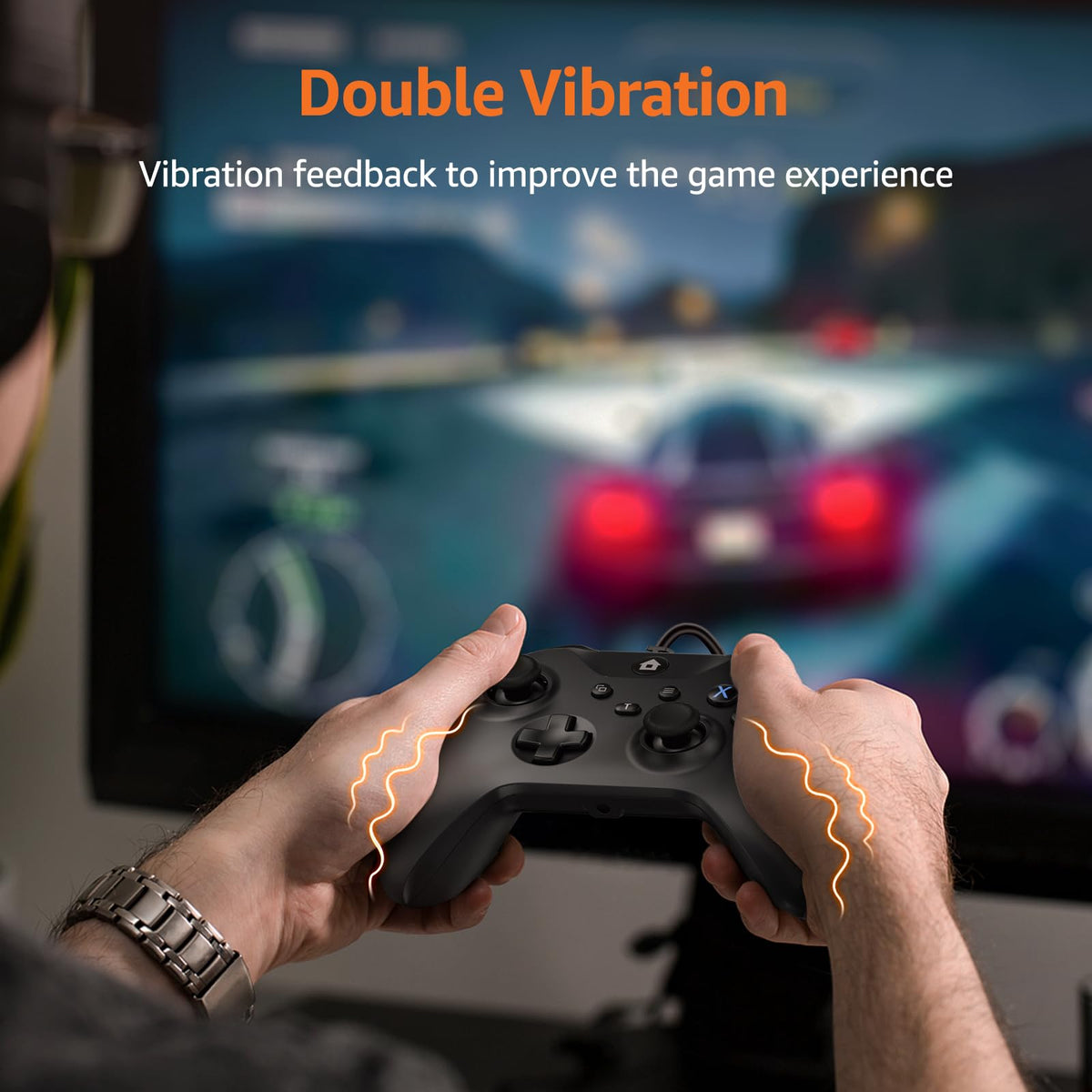 Wired Controller with 3.5mm Audio Jack Dual Vibration Black S7806