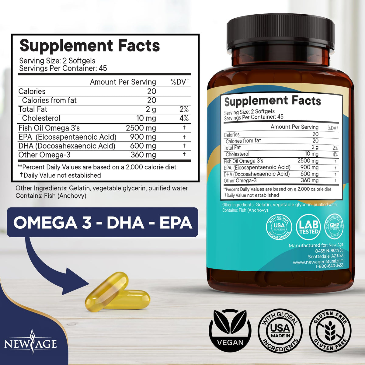 Omega 3 Fish Oil 2500mg Softgels D505460