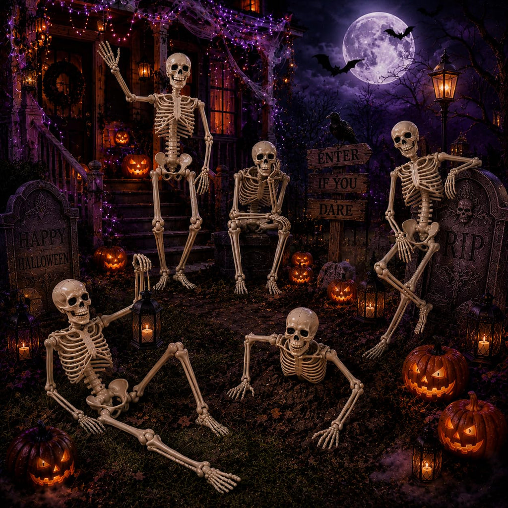 5.4 ft Posable Halloween Skeleton with Movable Joints A733783