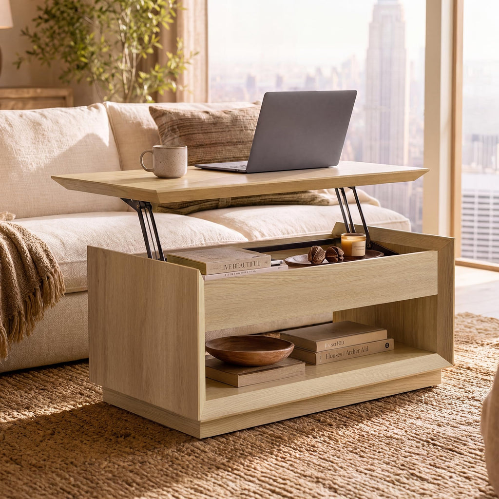 35" Lift Top Wood Coffee Table with Storage Z39311
