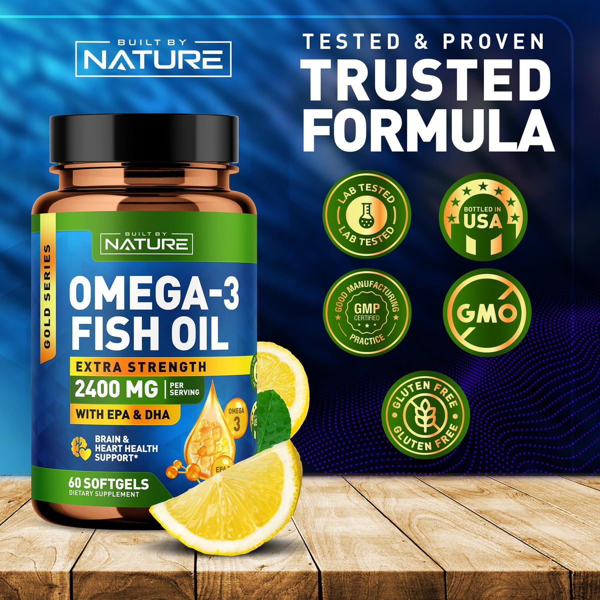 Omega 3 Fish Oil Soft Gels 2400 mg 60 Softgels O382