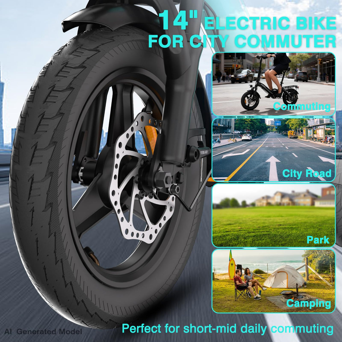 Folding Electric Bike 400W 36V 10Ah 14" B45702