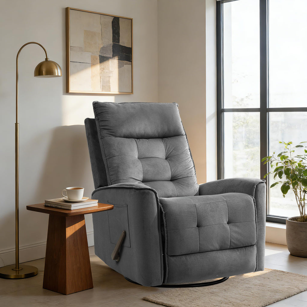 Dark Grey Swivel Rocker Recliner Chair X80611