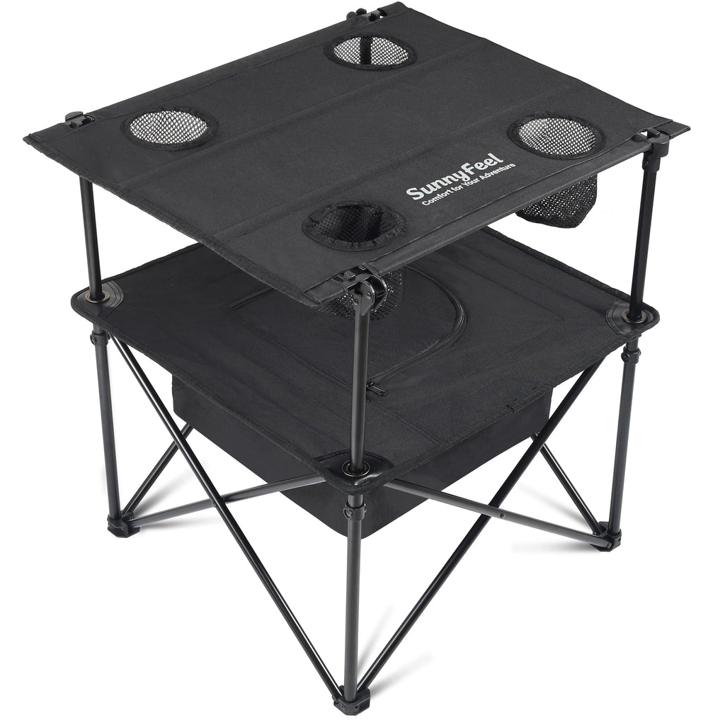 Black Folding Camping Table with Cooler Bag M164528