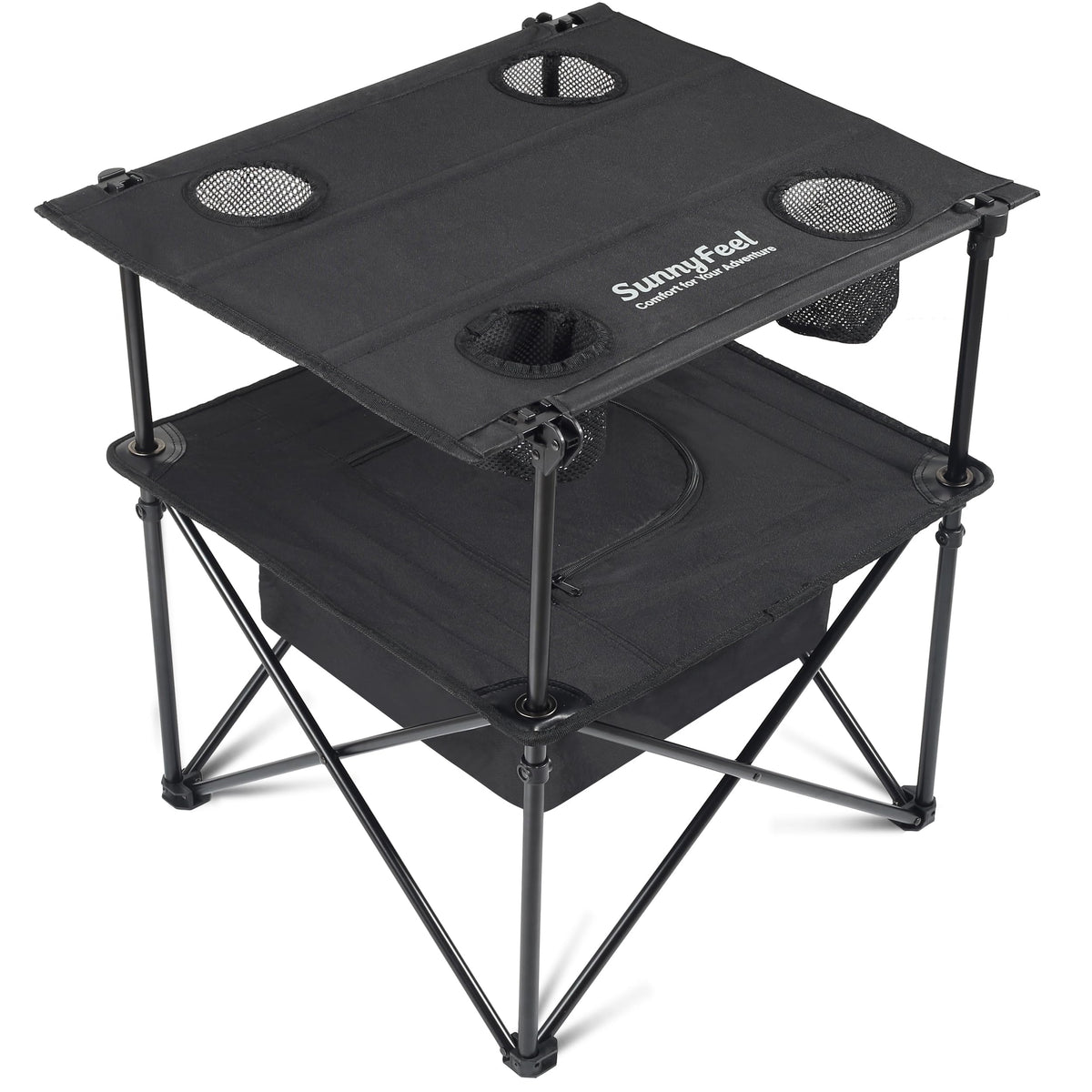 Black Folding Camping Table with Cooler Bag M164528