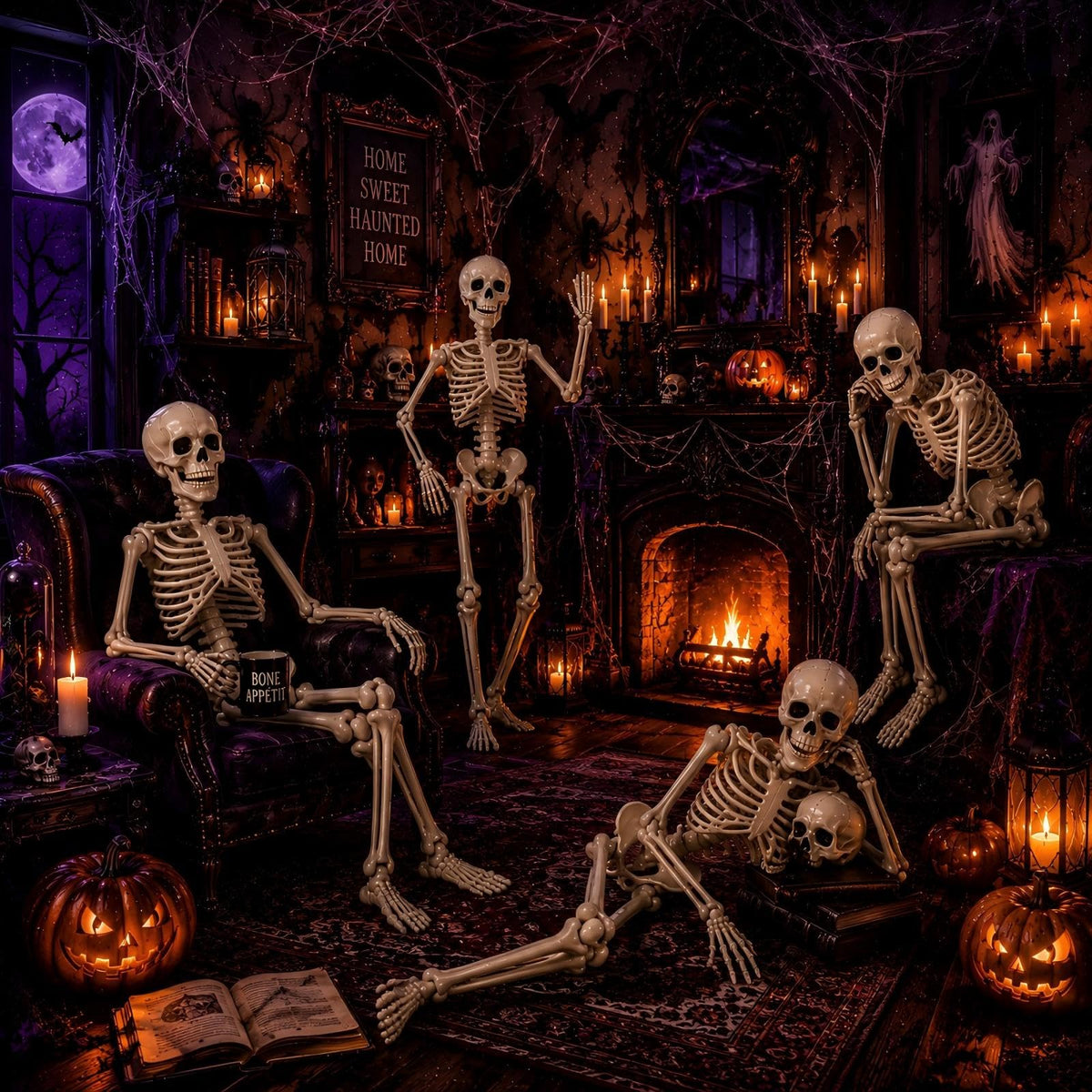 5.4 ft Posable Halloween Skeleton with Movable Joints A733783