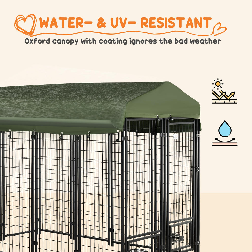 8' x 4' x 6' Outdoor Dog Kennel with Rotating Bowls Q793624