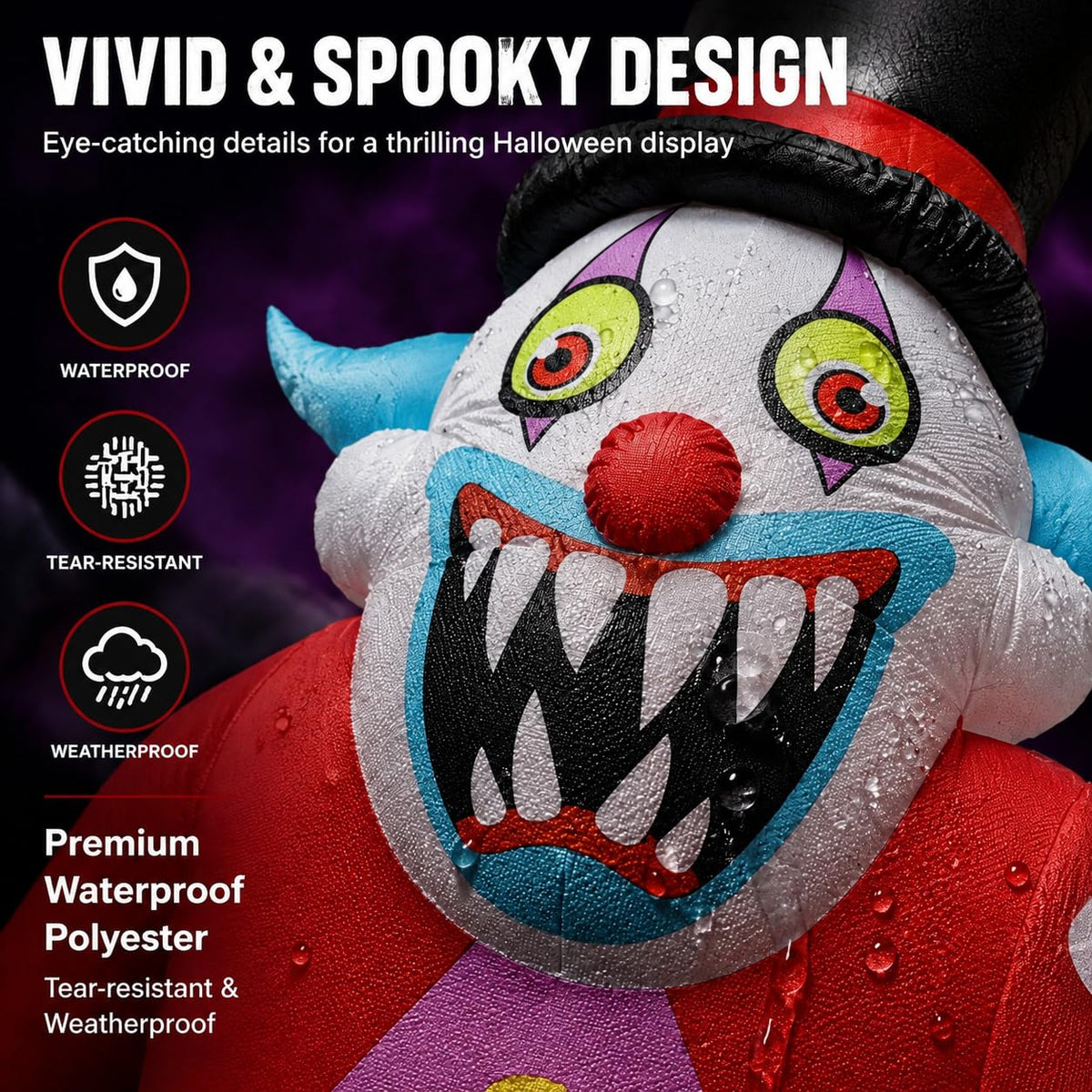 11FT Giant Halloween Inflatables Clown Ghost with LED Lights O21289