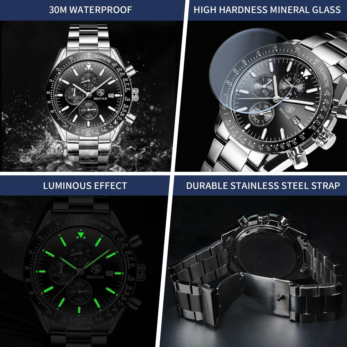 Analog Quartz Chronograph Waterproof Luminous Silicone Strap Watch O507