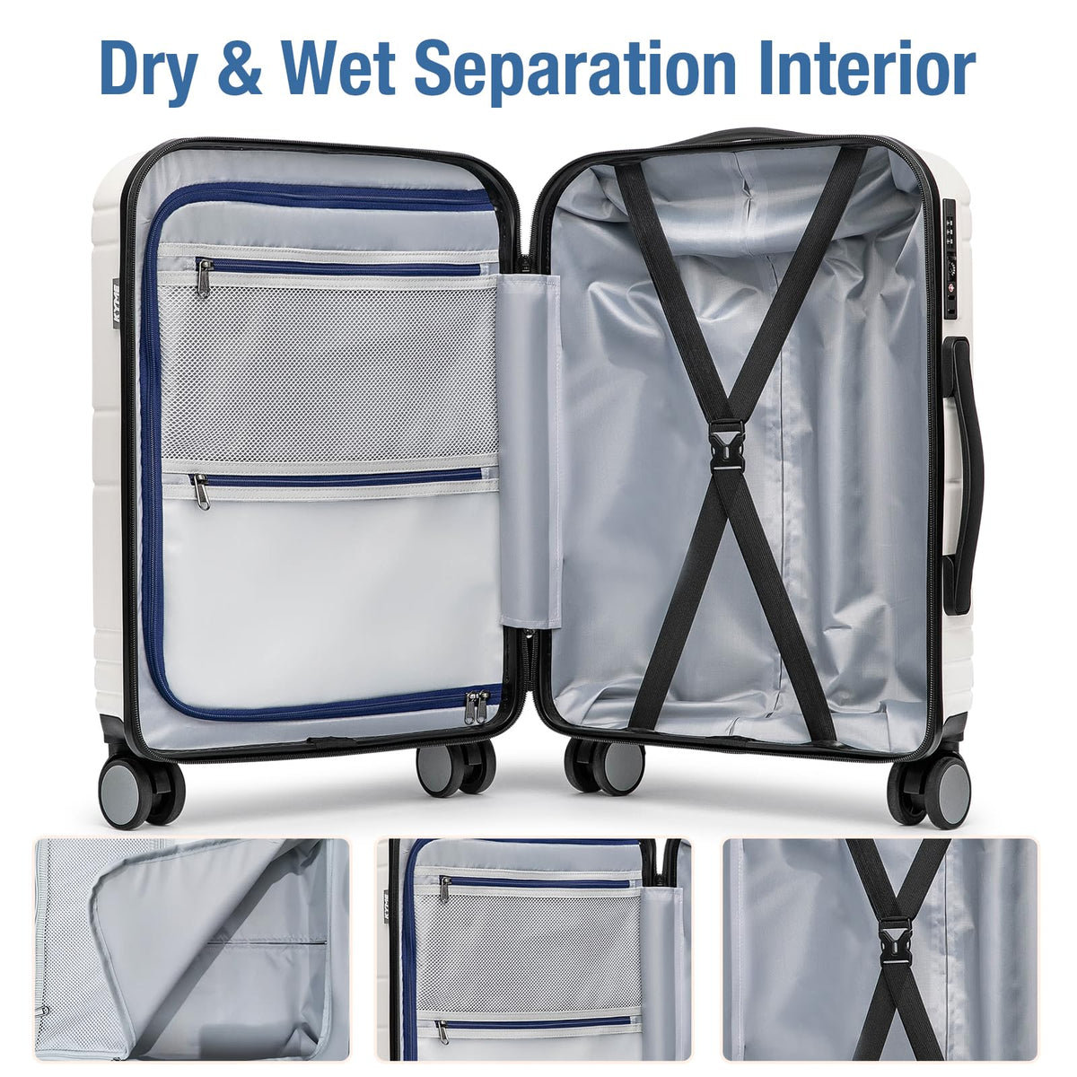 White 20 Inch Hardshell Carry On Luggage J500135