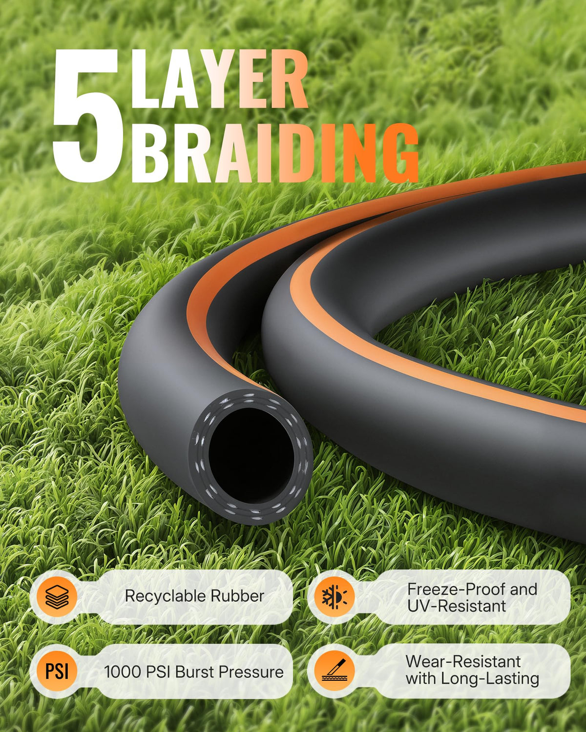 Heavy Duty Rubber Garden Hose 50FT x 3/4" E23836