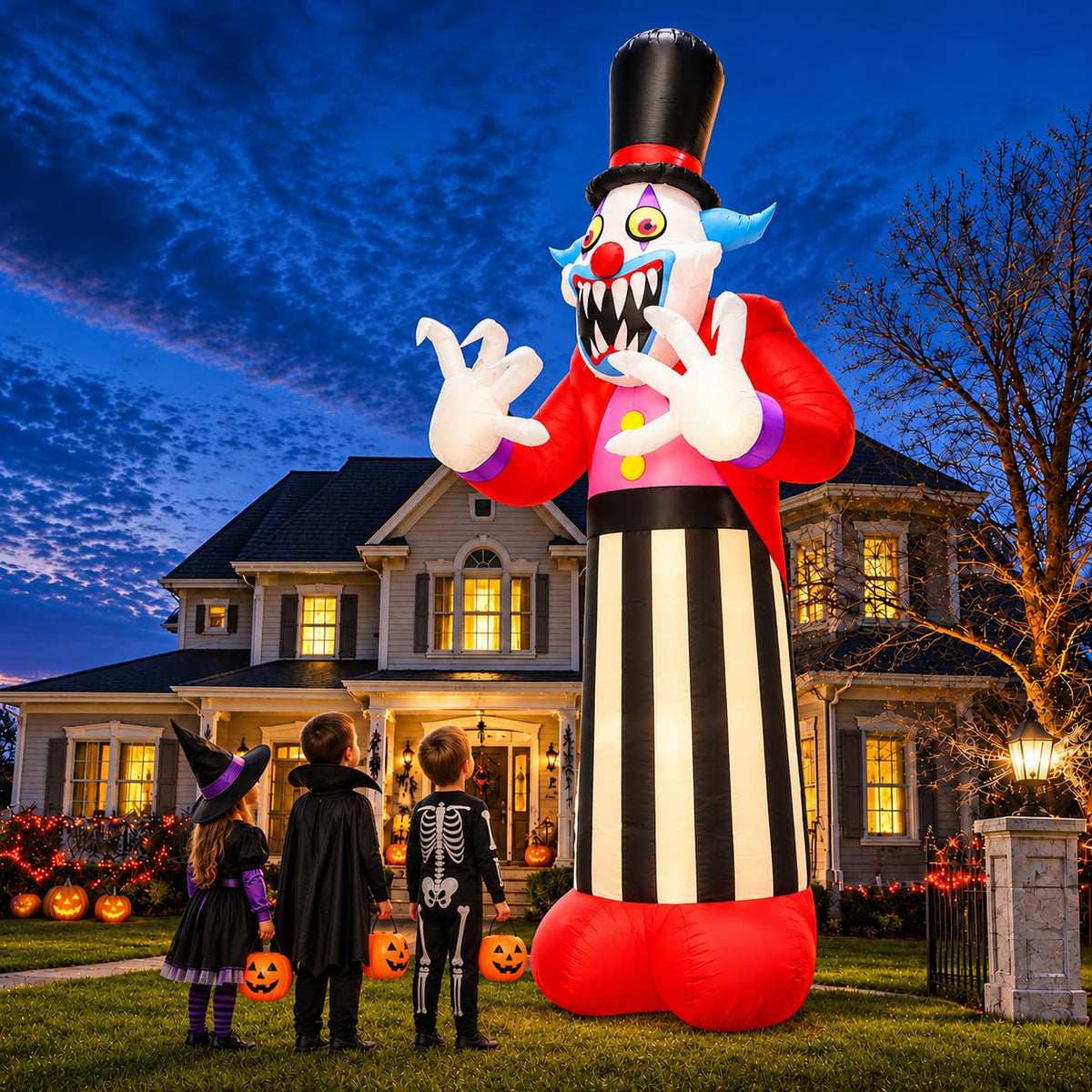 11FT Giant Halloween Inflatables Clown Ghost with LED Lights O21289