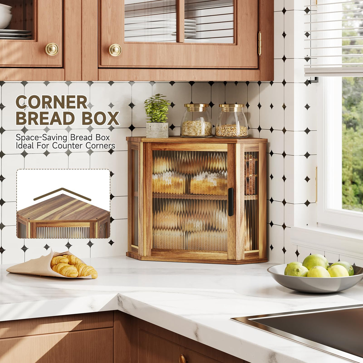 Acacia Wood Bread Box T68663