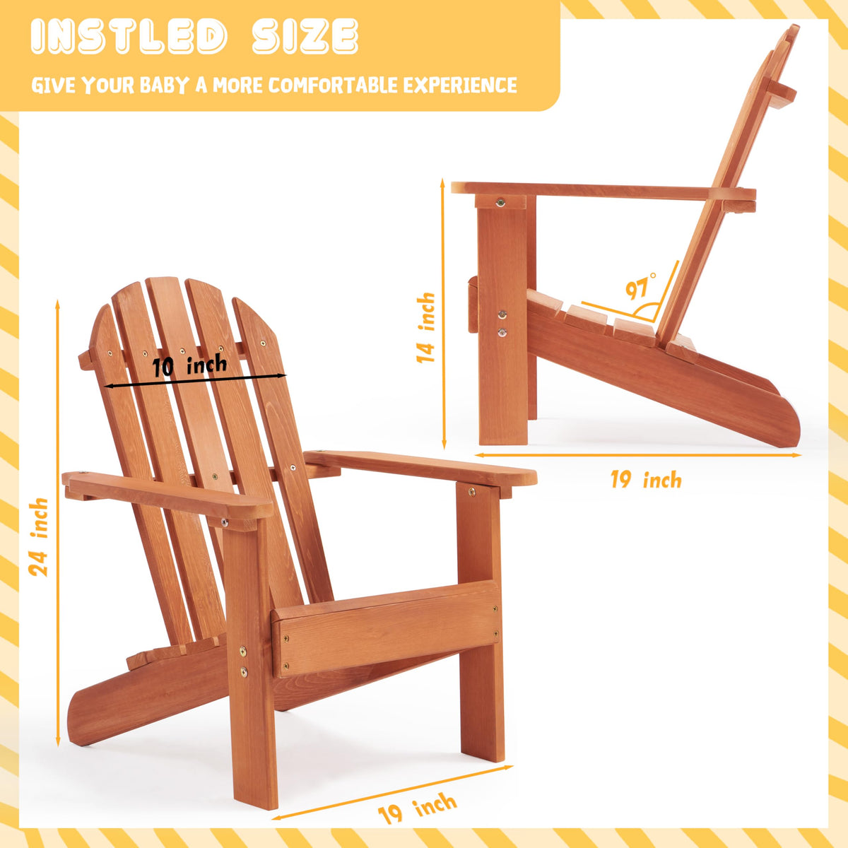 Kids Outdoor Wooden Adirondack Chair E73569