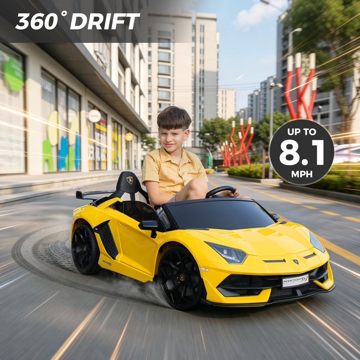2-Seater Kids Ride on Car, 24V Electric Vehicle, Yellow D367