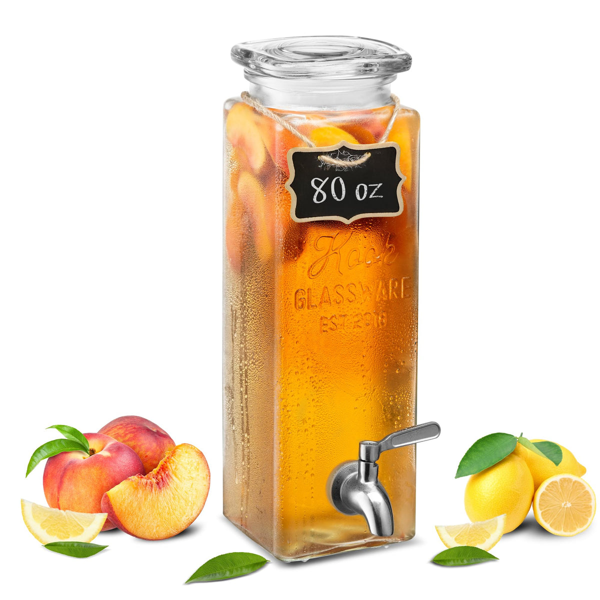 80 oz Glass Drink Dispenser with Spigot O5068