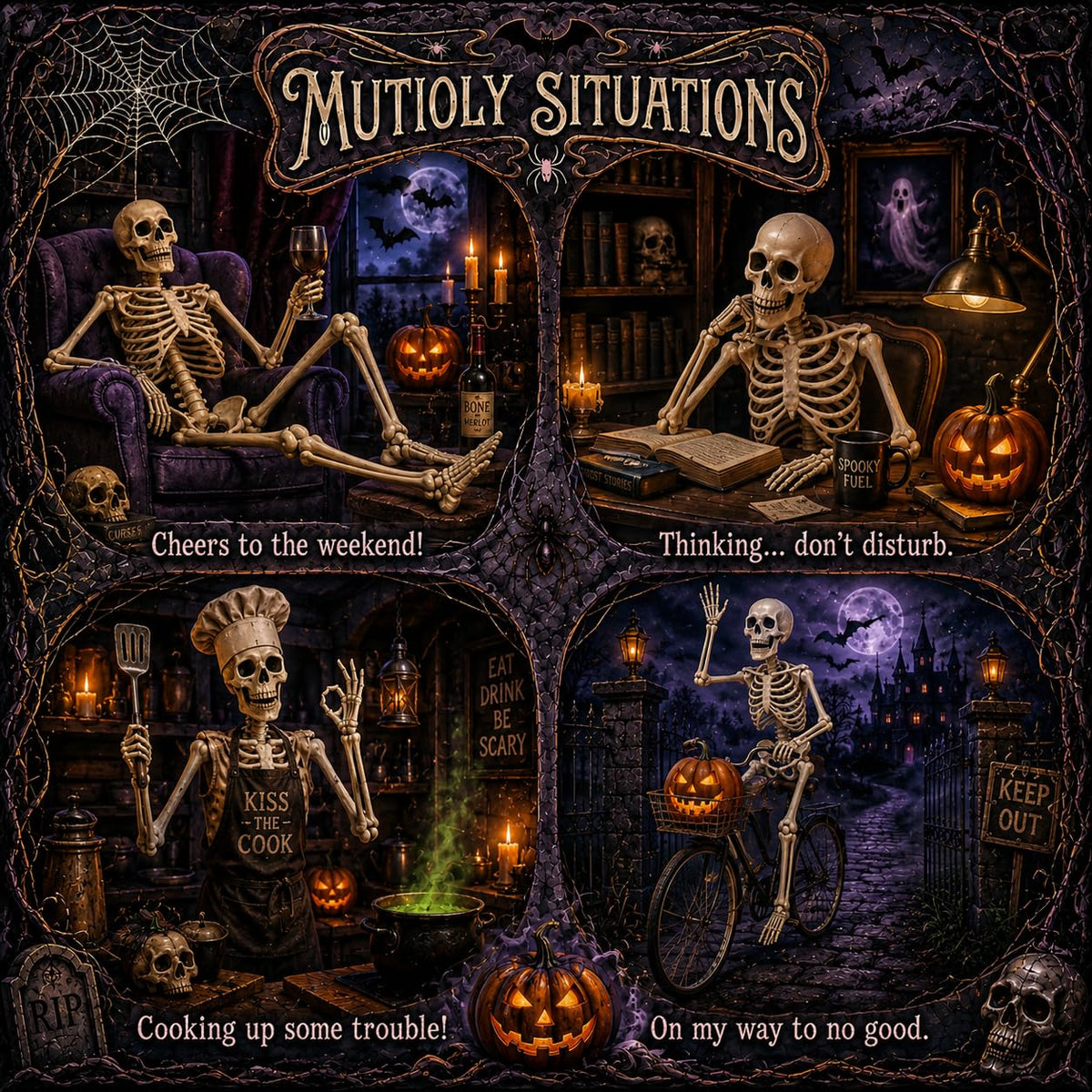 5.4 ft Posable Halloween Skeleton with Movable Joints A733783