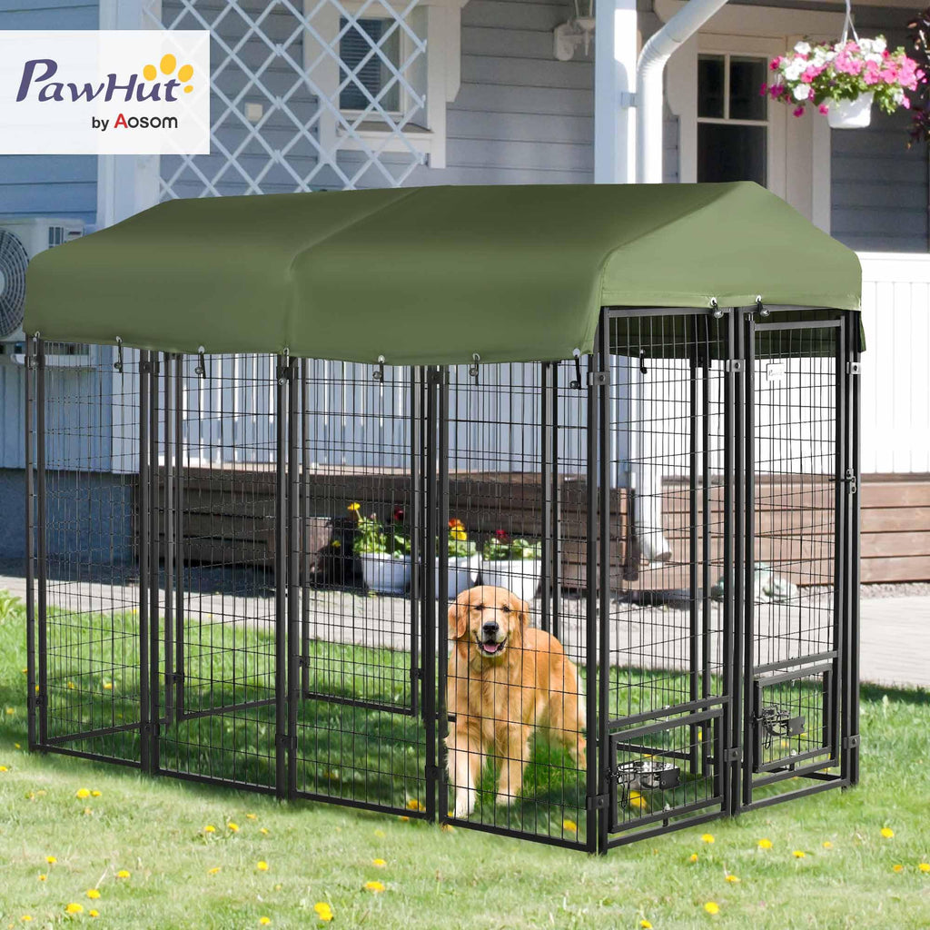 8' x 4' x 6' Outdoor Dog Kennel with Rotating Bowls Q793624