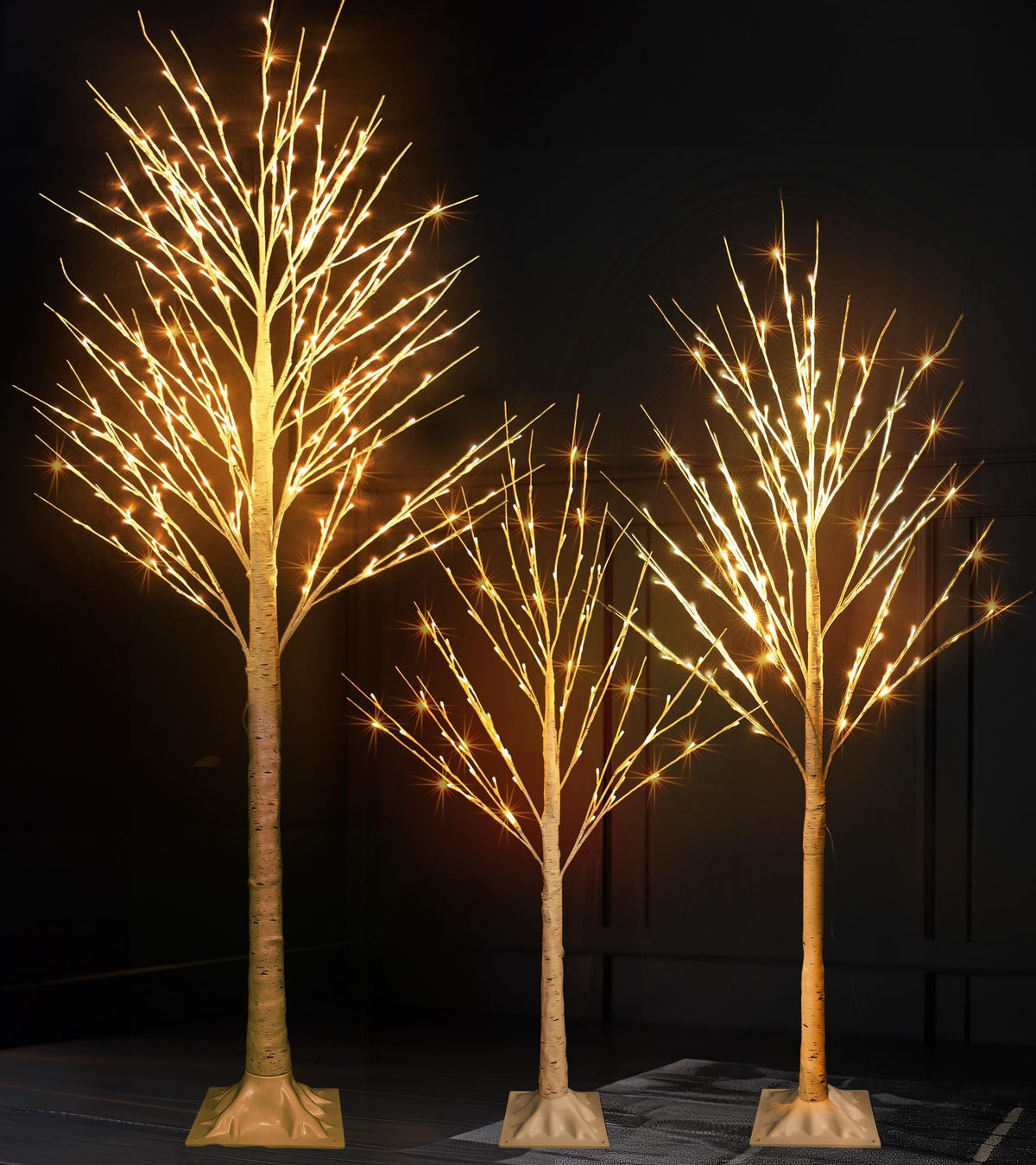 Light up Birch Tree 3 Pack Pre lit Christmas Tree F675640