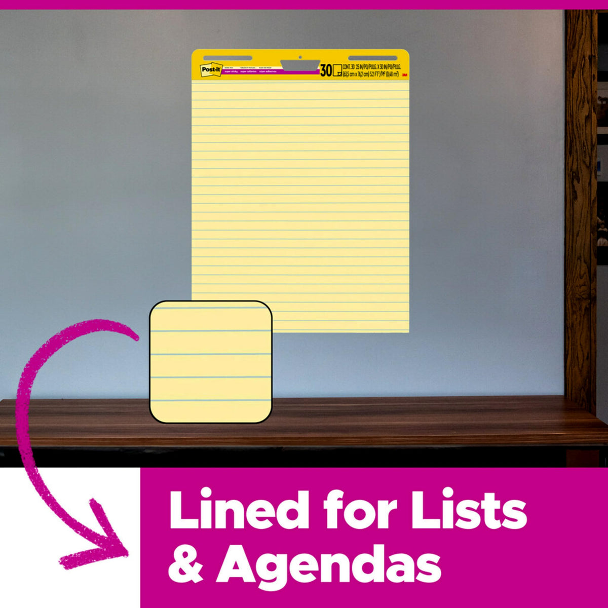 Yellow Lined Self Stick Flip Chart Paper K806