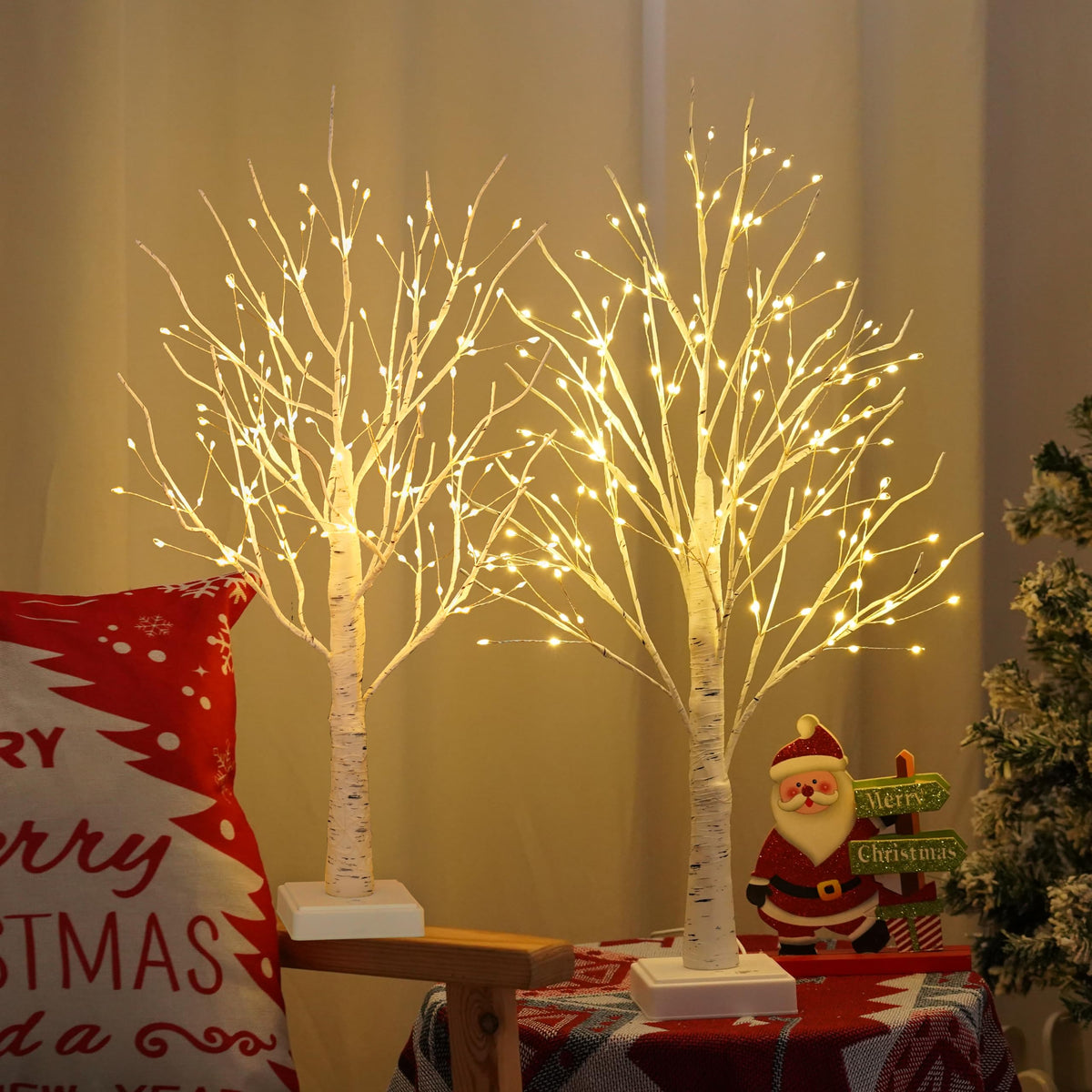 2 Pack Artificial Tree Lamp with Timer E34194