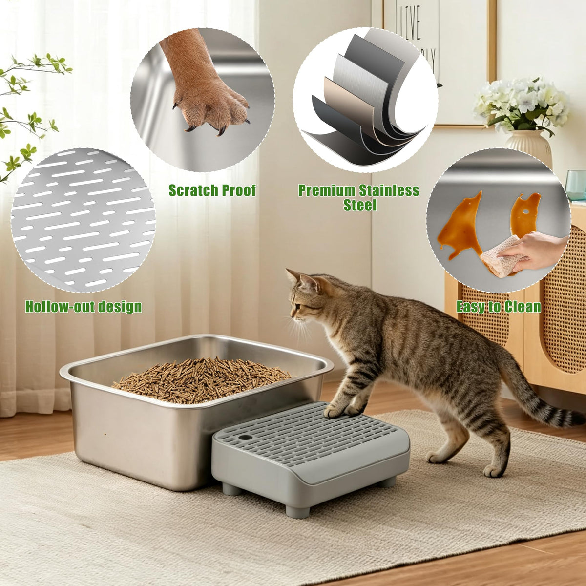 Stainless Steel Sifting Cat Litter Box P466894