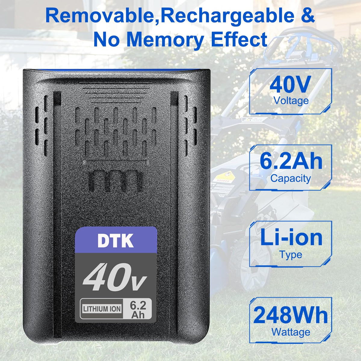 40V 6200mAh Cordless Power Tool Battery 2 Packs X120245