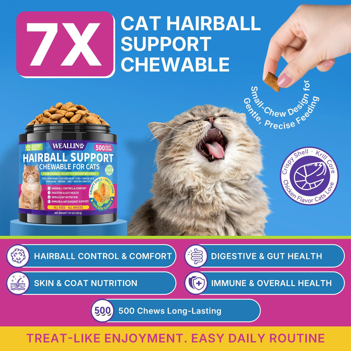 Cat Hairball Support Chews 500 Chews C112