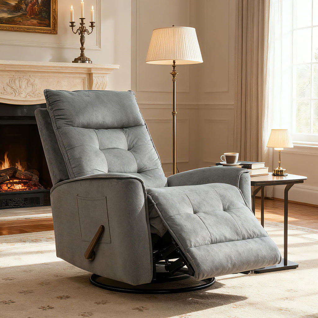 Dark Grey Swivel Rocker Recliner Chair X80611